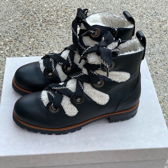 Jimmy Choo Bei Flat Boots leather /shearling size 38.5 - Picture 3 of 12